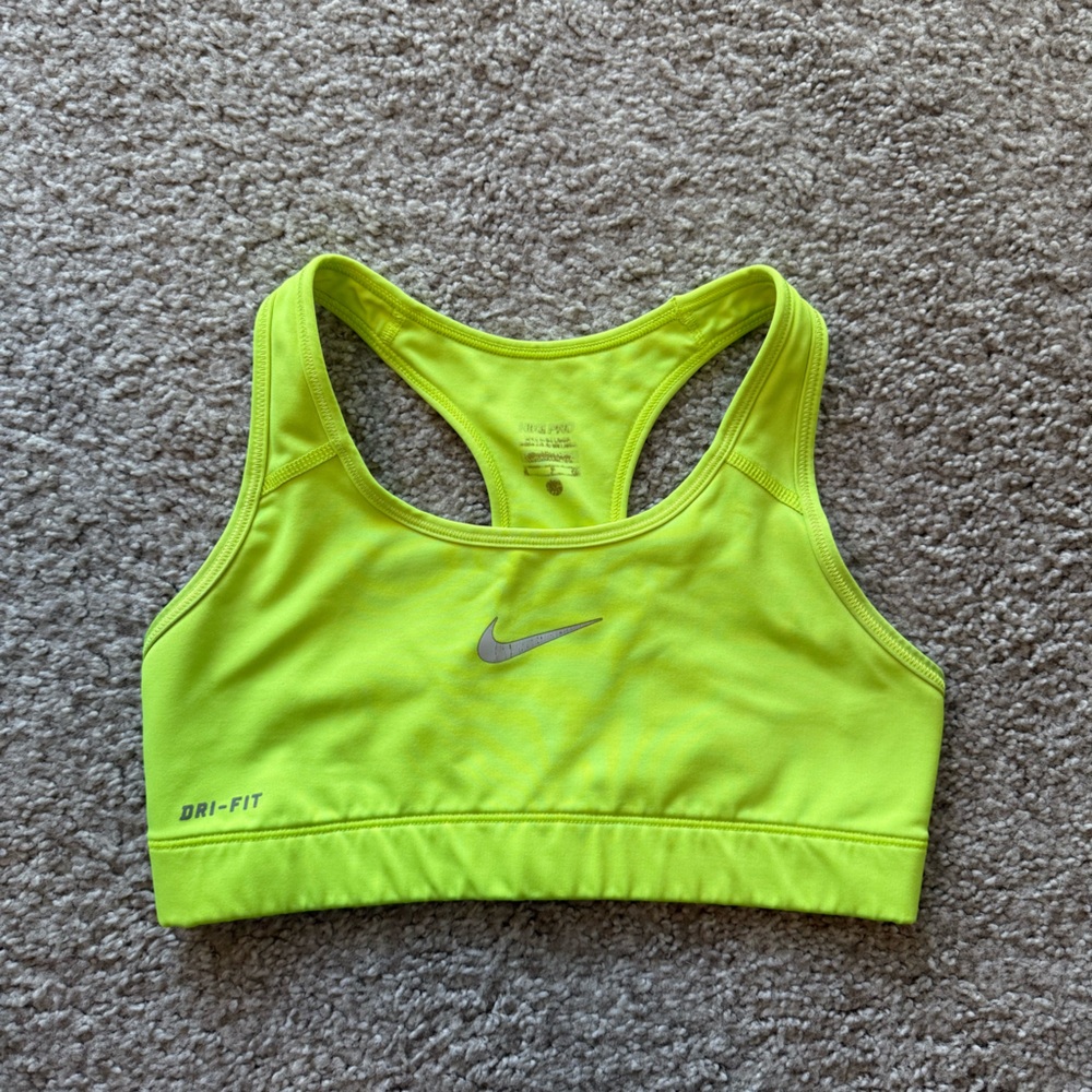 Nike Neon Yellow Dri-FIT Racerback Sports Bra
